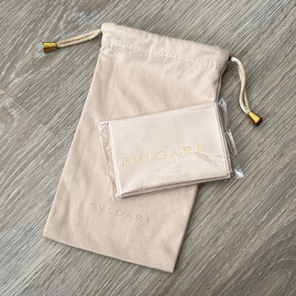 Bulgari Beige Sunglasses Pouch and Cloth Set